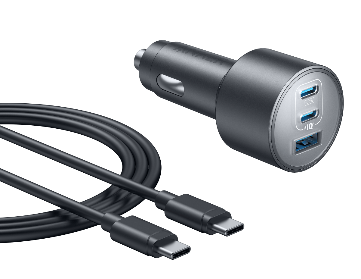 Anker Nano Car Charger 167.5W, 3-Port USB-C & USB-A Fast Charging Car Adapter