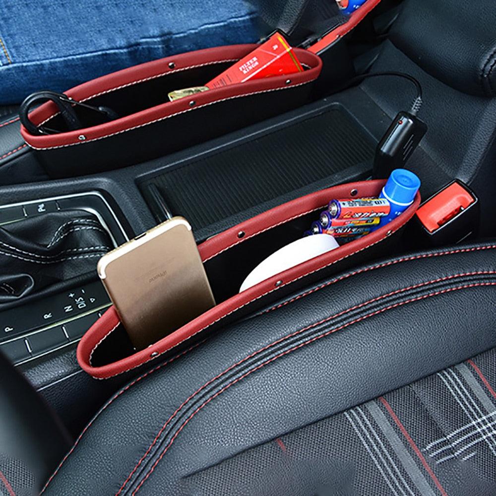 Car Seat Gap Organizer – PU Leather Seat Crevice Filler with Cup Holder, Universal Fit